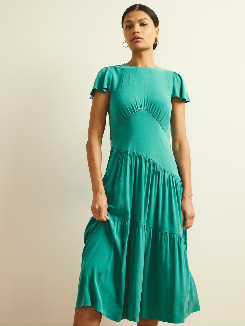 Universal Standard Mariella Stretch Cupro Green Dress Small US 14-16 $248